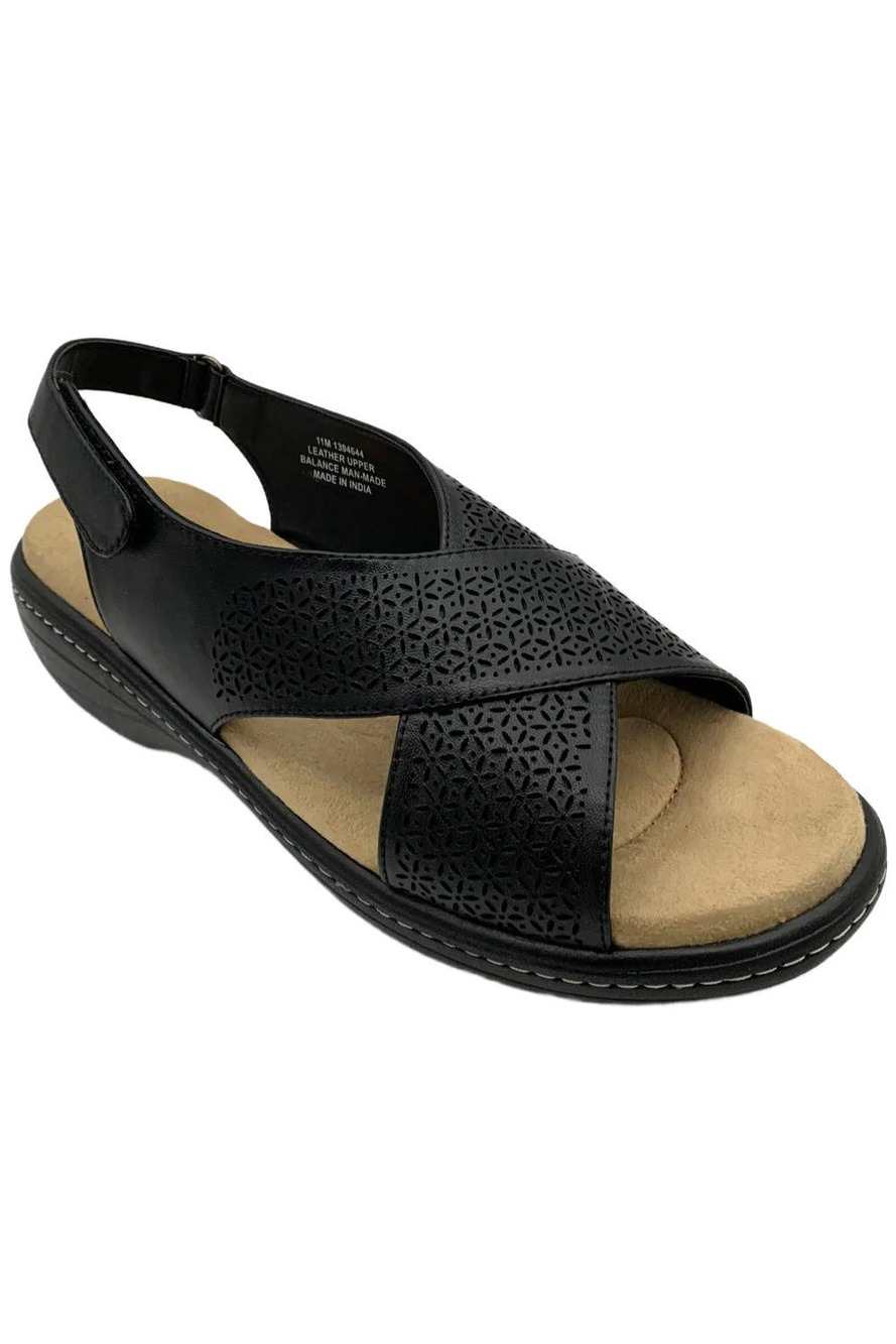 ARRAY Women's Abigail Slingback Leather Sandals Black - Wide